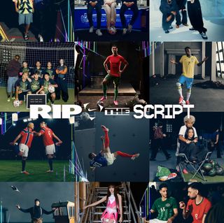 Nike Football's "Rip the Script" campaign, featuring figures like Cristiano Ronaldo, LeBron James, Kim Kardashian, Jorge Campos & Travis Scott in promotion of the brand for the 2026 World Cup™.