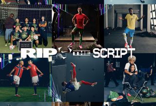 Nike Football's "Rip the Script" campaign, featuring figures like Cristiano Ronaldo, LeBron James, Kim Kardashian, Jorge Campos & Travis Scott in promotion of the brand for the 2026 World Cup™.