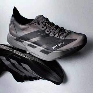 SATISFY® x adidas Adizero Adios Pro 4 "Black/Grey" (SKU: KH8439). Photos via adidas.