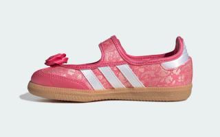 Little Kids' Disney x adidas Samba Jane "Princess Aurora" (SKU: KK2294). Photo via adidas.
