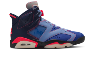 Awake NY x Air Jordan 6 "Blueberry" retro collaboration in a "Midnight Navy/ Infrared 23/Game Royal/Light Blue" color scheme.