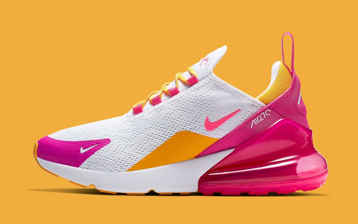 Nike air max 270 white/university gold/laser fuchsia best sale