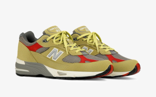 Aimé Leon Dore x New Balance 991 collaboration in a "Tan/Red" color scheme.