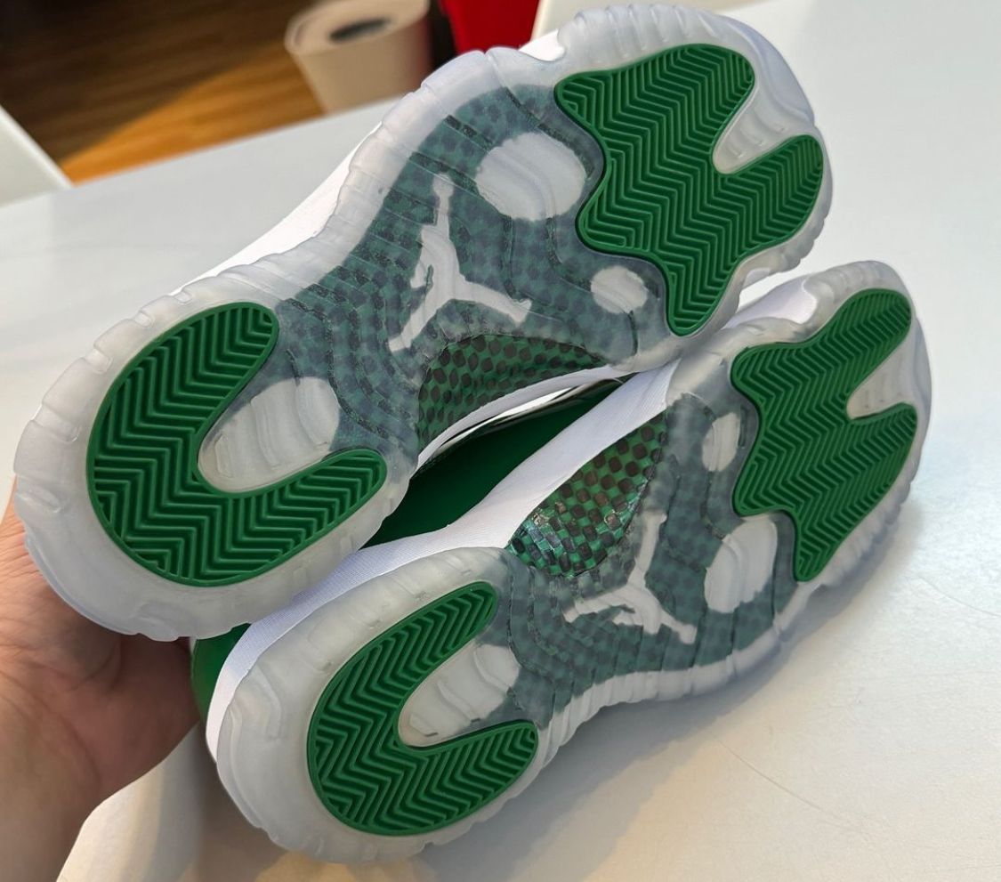 green and white 11 jordans