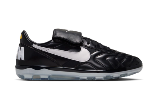 Premium Nike Cryoshot inspired by the Tiempo Premier 1994 OG football boots, in a black-and-white color scheme,