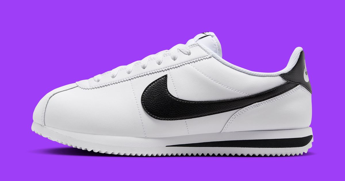 mens black and white cortez