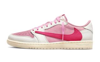 Speculative mock-up of the Travis Scott x Air Jordan 1 Low OG "Tropical Pink" collaboration.