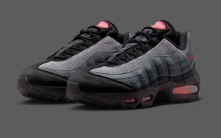 Nike's Air Max 95 Big Bubble in a "Black/Bright Crimson/Anthracite/Iron Grey" color scheme.