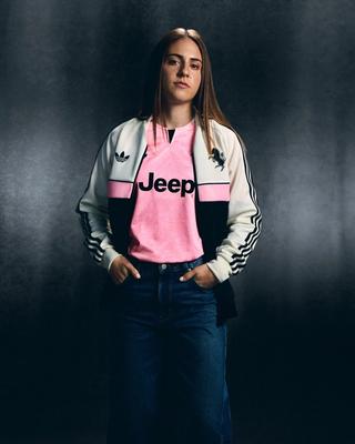 Juventus 26/27 Away Jersey in a "True Pink" color. Photo via adidas.