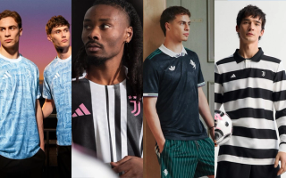 From left: Juventus 25/26 Away, Home, Third & Fourth Jerseys by adidas.