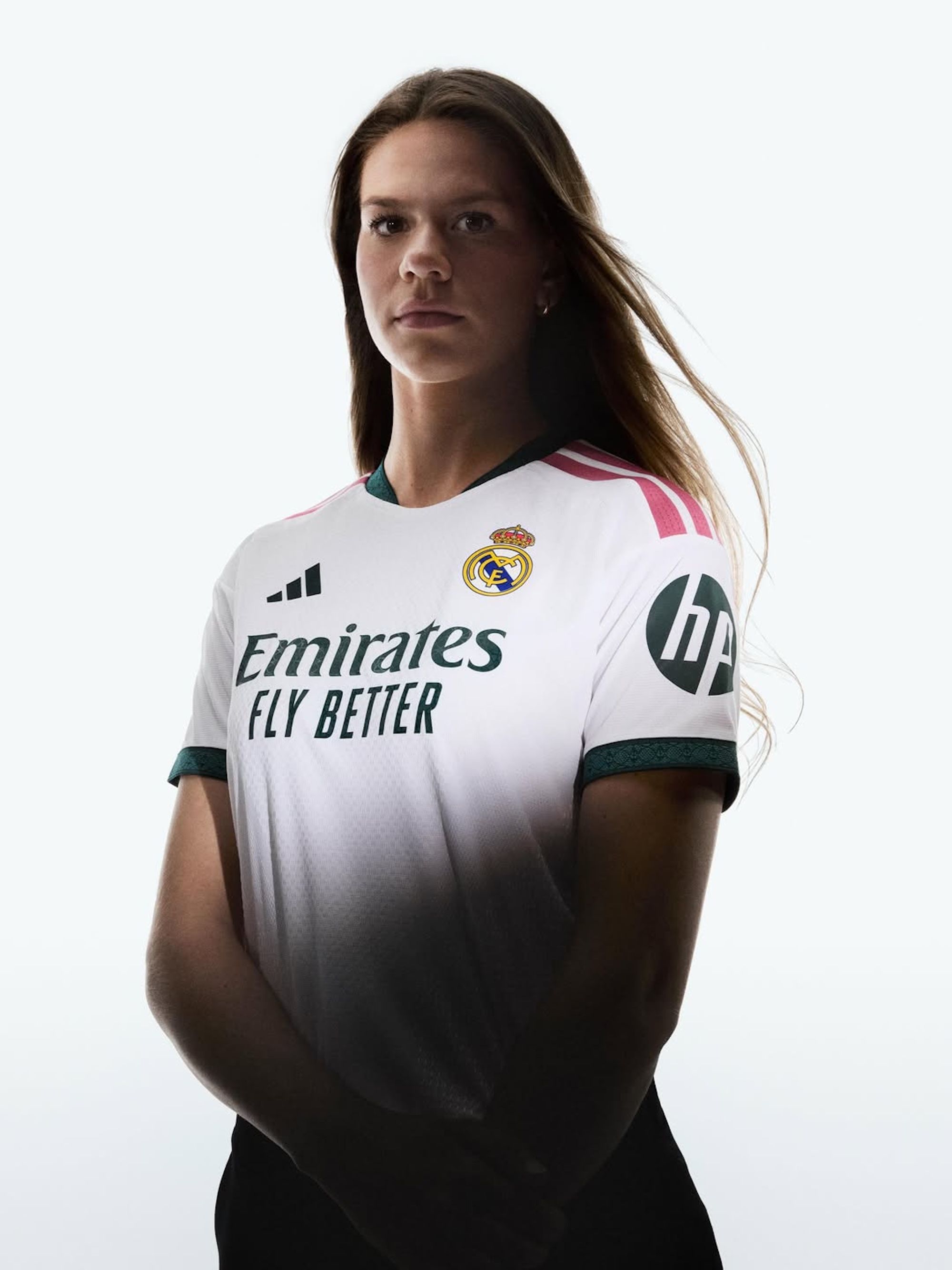 Bella Andersson for Real Madrid 26/27 Home Jersey. Photo via adidas.