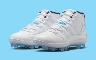 The Air Jordan 11 “Legend Blue” (Columbia) is Releasing in Cleat Form