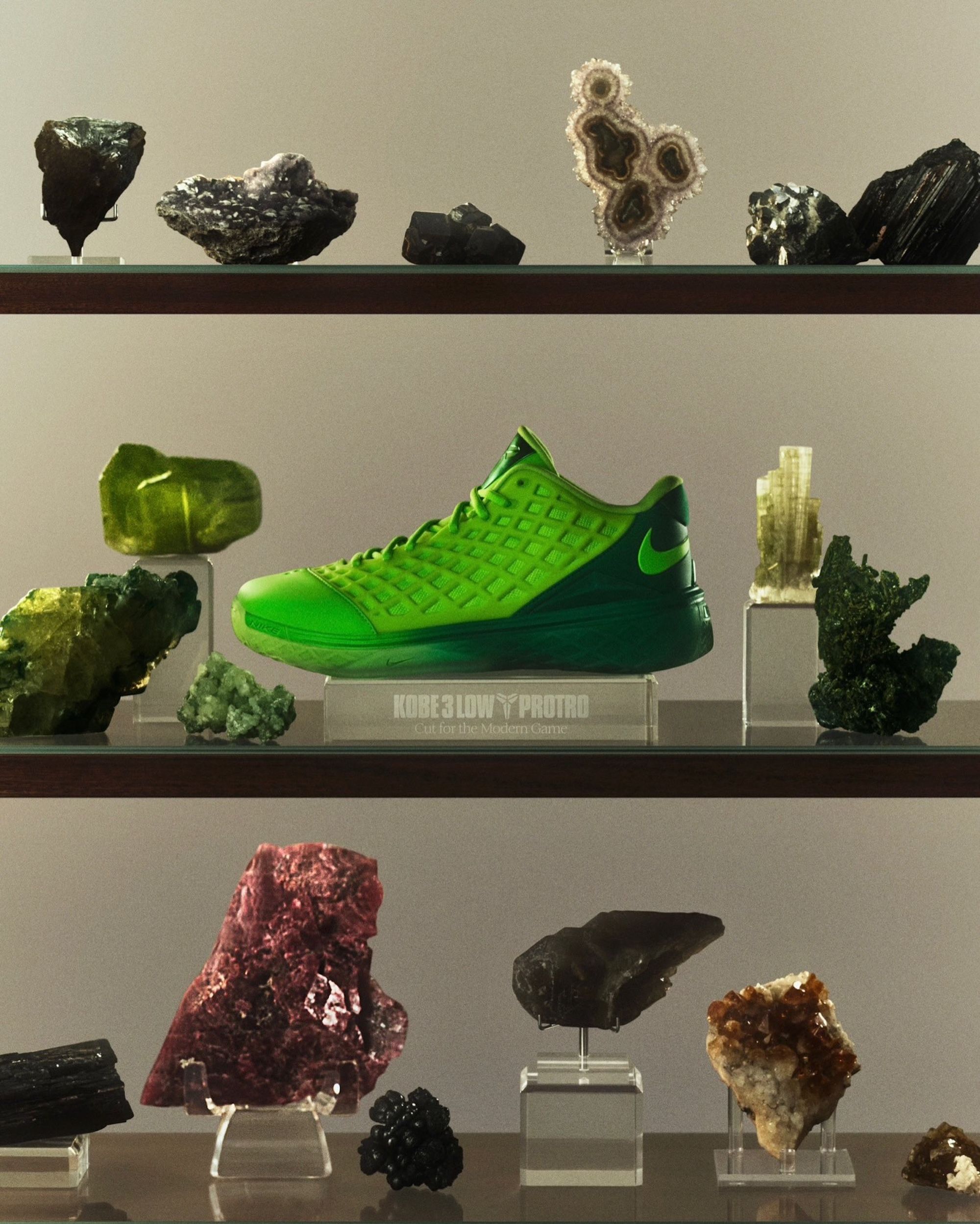 Nike Kobe 3 Low "Electric Green" Protro basketball shoe from Nike Basketball's "Droppin' Gems" Series.