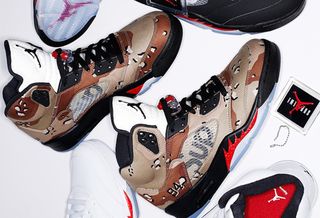 Supreme's three Air Jordan 5 collaborations from 2015.