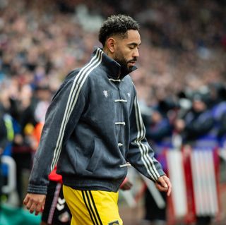 Matheus Cunha wearing grey custom Manchester United adidas Chinese New Year Jacket against Sunderland on May 9, 2026.