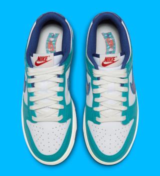 nike dunk low teal white navy release date 4