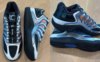 Kevin Durant's Nike KD 18 in an exclusive colorway for EYBL's "The Academy" Participants. Photos by Randy M. Williams.