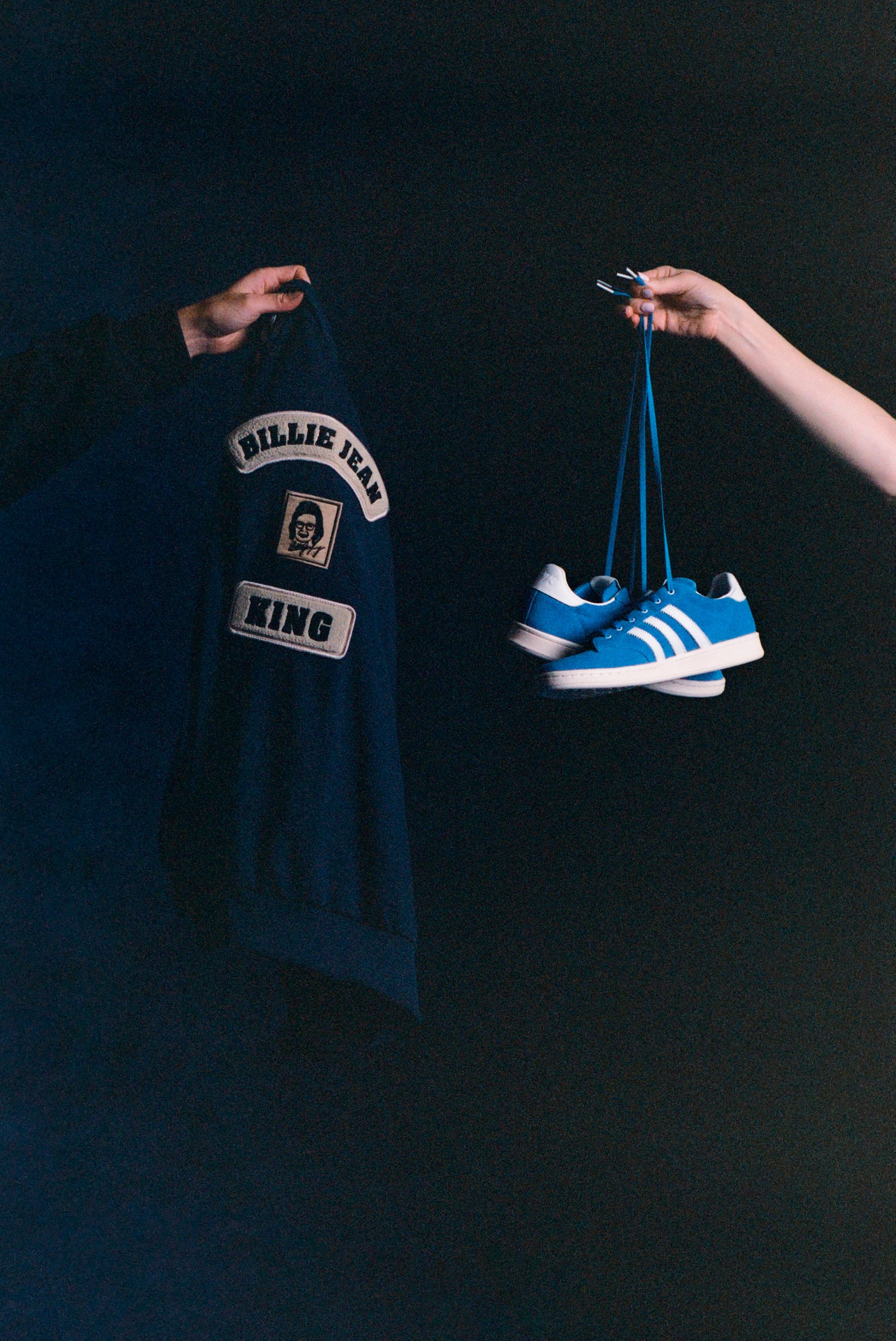 Billie Jean King x adidas Blue Suede Shoes. Photo via adidas.