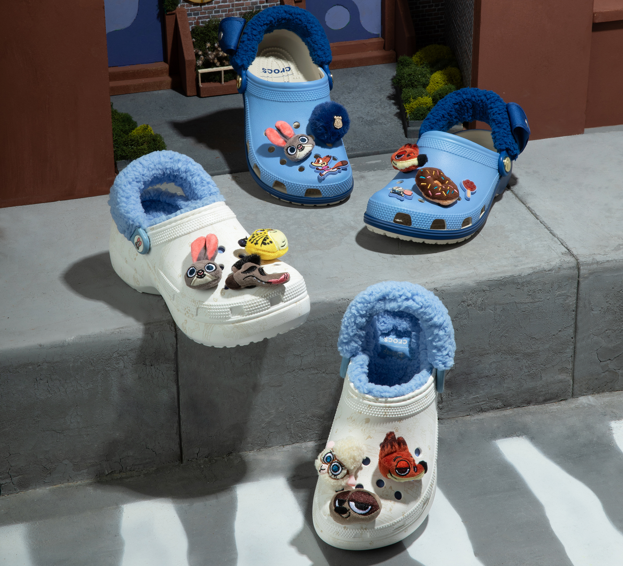 Crocs Classic Clog and Lined Platform Clog inspired by Disney's Zootopia 2 film.