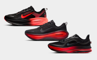 Nike Running's Vomero 18, Vomero Plus & Pegasus Premium in black-red color schemes (Summer 2026).
