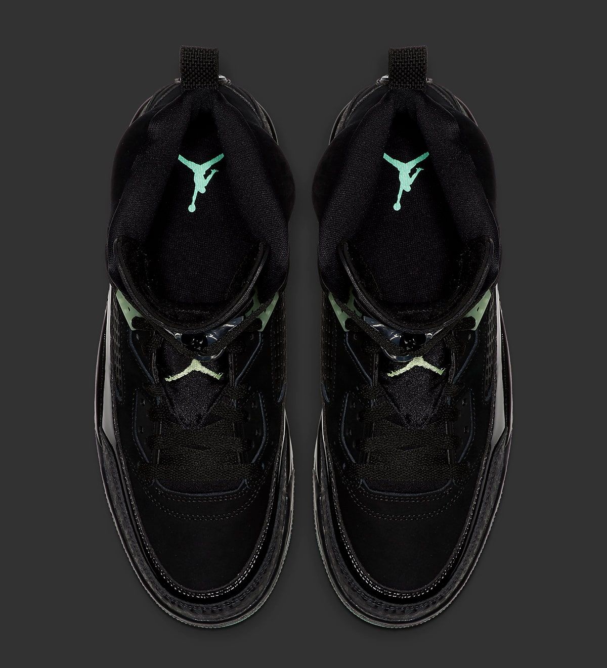 Jordan spizike on sale black green glow