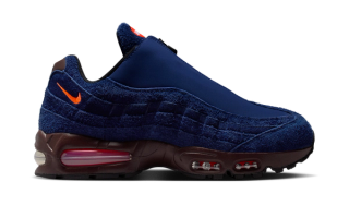 Nike Air Max 95 Zip in a "Loyal Blue/El Dorado/Bright Crimson/Hyper Crimson" color scheme.
