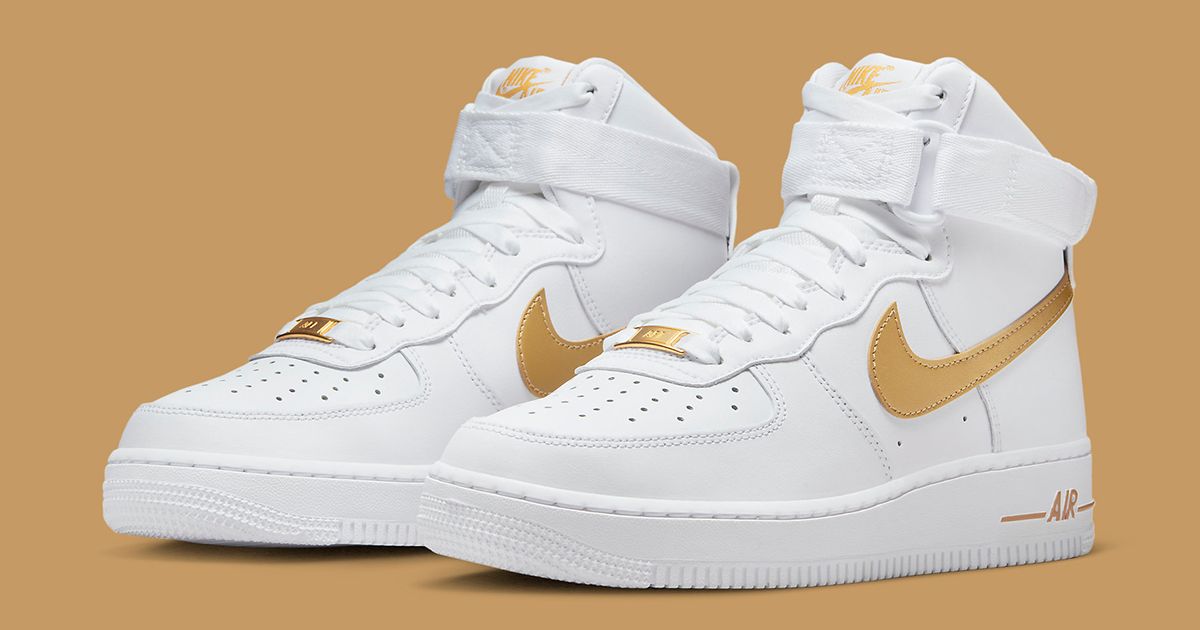 nike air force 1 womens gold and white