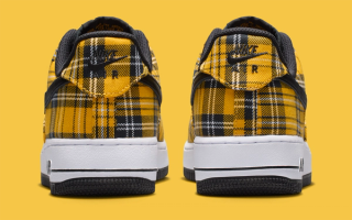 Nike Air Force 1 Low "Black/Yellow Ochre" (Plaid, Clueless, SKU: IR5596-900). Photo via Nike.