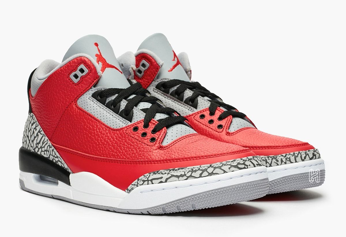 Jordan 3 hot sale red cement