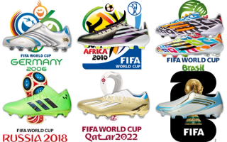Lionel Messi's adidas World Cup™ Boots, 2006-2026. Photos via adidas, All Messi Boots, Wikipedia.