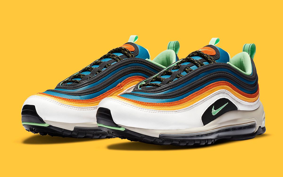 Orange white and blue air max 97 best sale