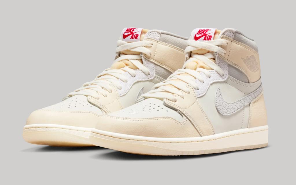 Air Jordan 1 High OG in Elephant print colorway, showcasing elephant print detailing on tumbled leather upper
