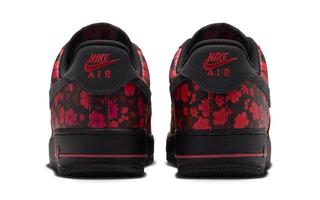 Nike Air Force 1 '07 "Floral" (Red/Black, SKU: N/A). Photo via Hibbet.