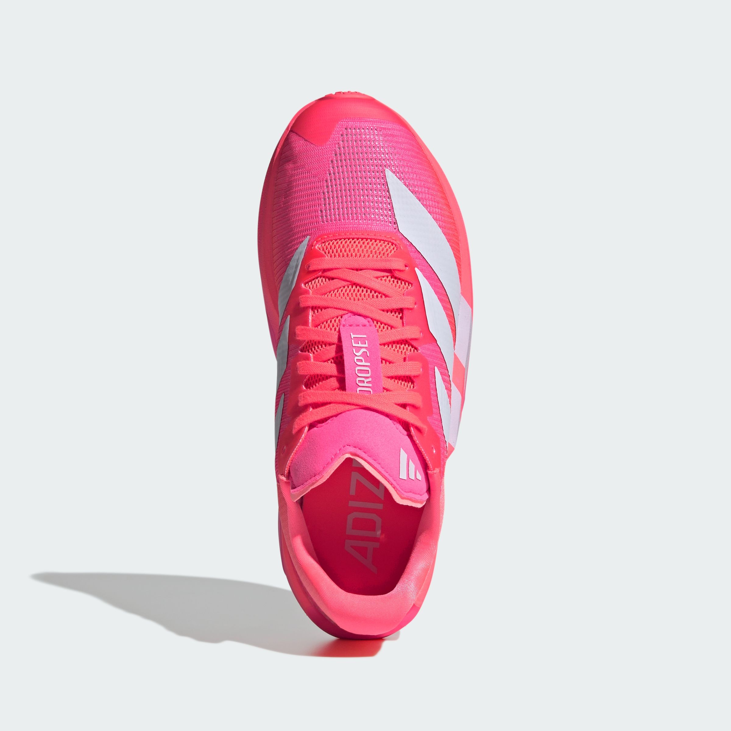 Women's adidas Adizero Dropset Pro "Solar Turbo/Lucid Pink" (SKU: KK1554). Photo via adidas.