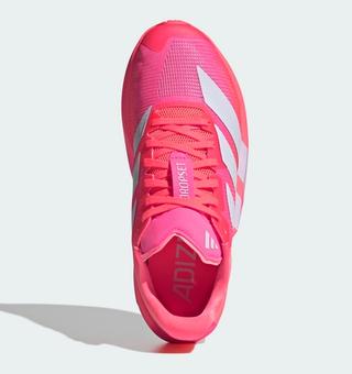 Women's adidas Adizero Dropset Pro "Solar Turbo/Lucid Pink" (SKU: KK1554). Photo via adidas.