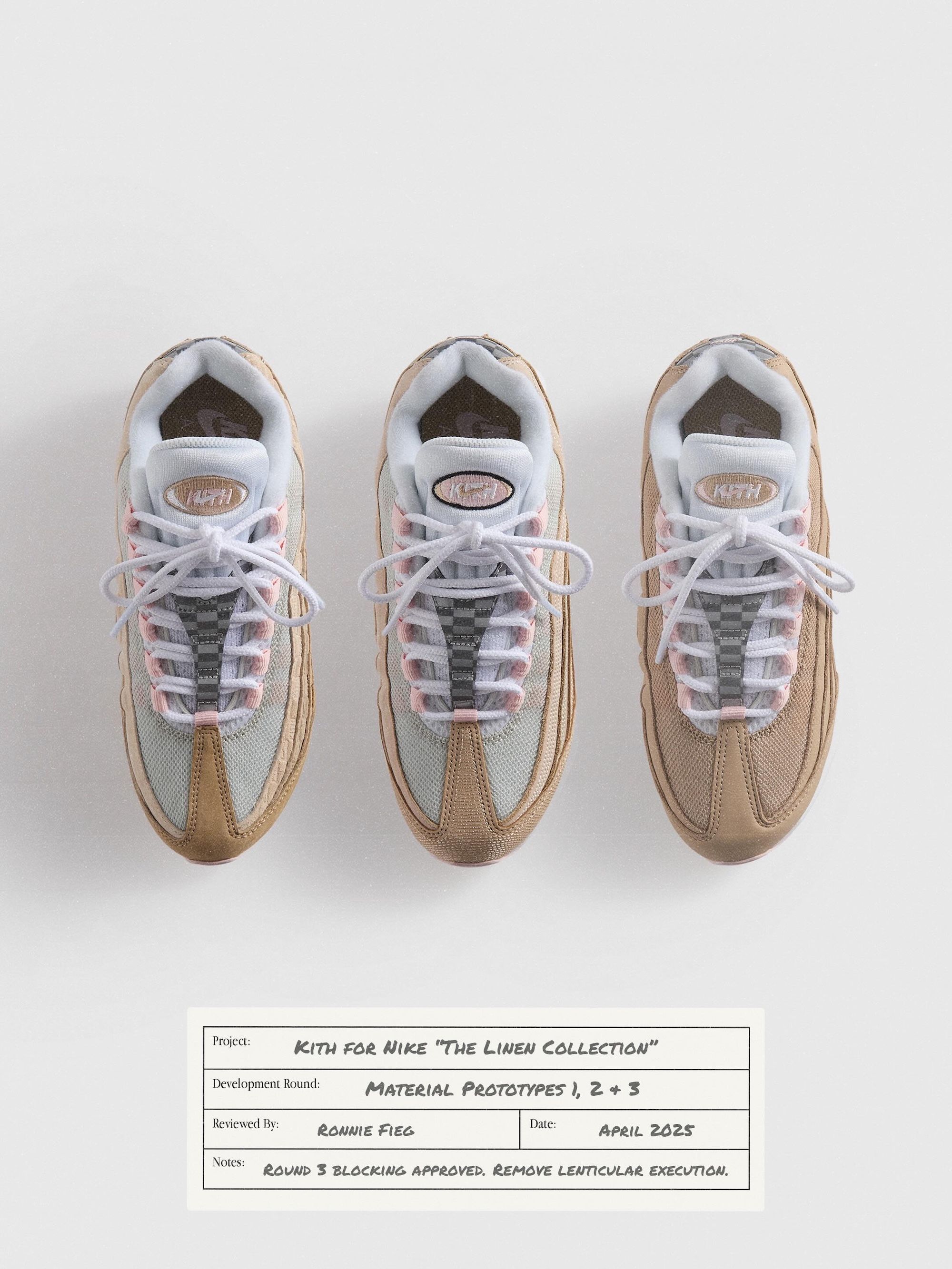 Men's Kith x Nike Air Max 95 "Linen" Promo. Photo via Ronnie Fieg.