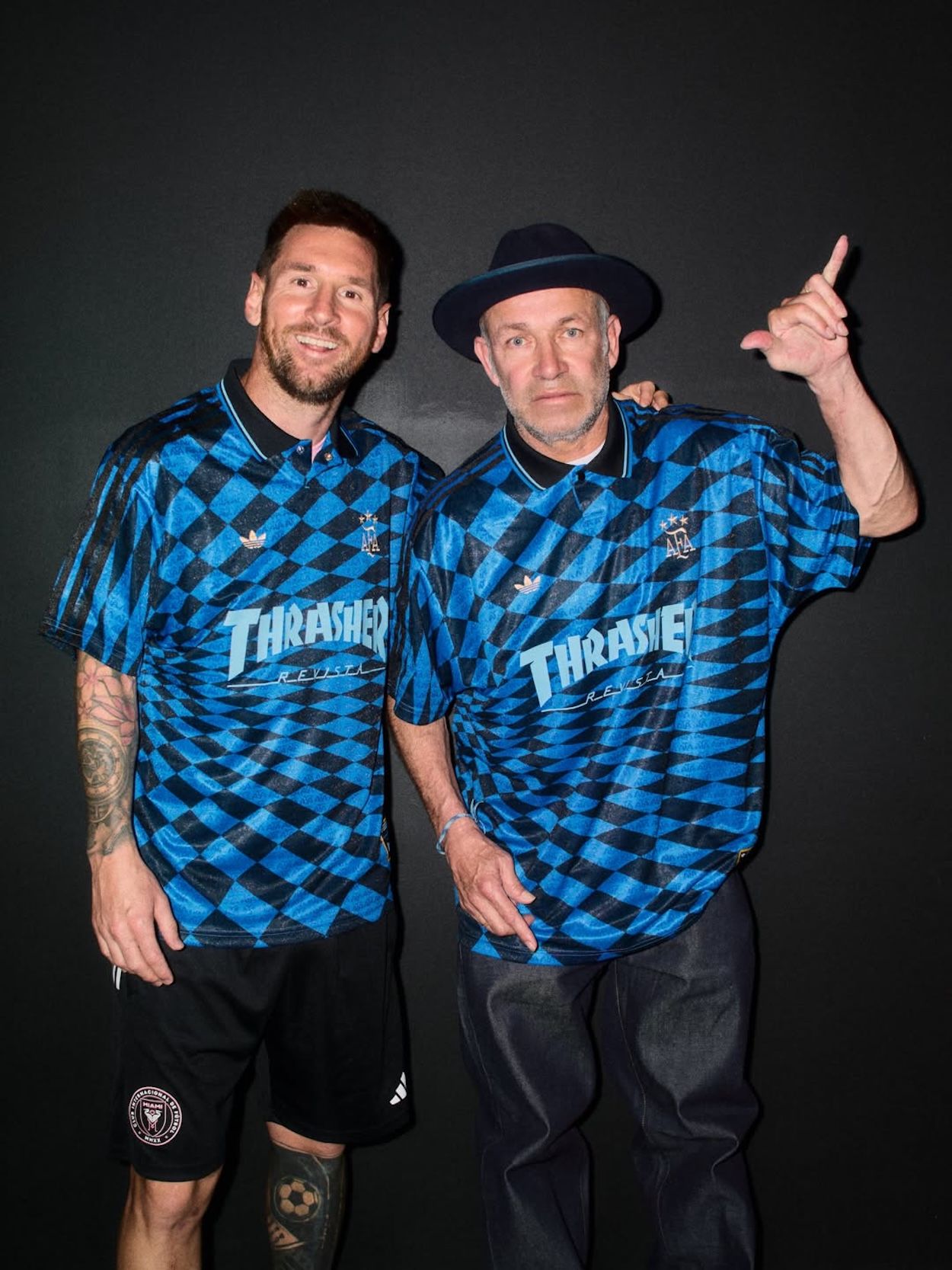 Lionel Messi & Mark "Gonz" Gonzales for Thrasher x adidas Skateboarding x Asociación del Fútbol Argentino (AFA). Photo via @adidasskateboarding on Instagram.