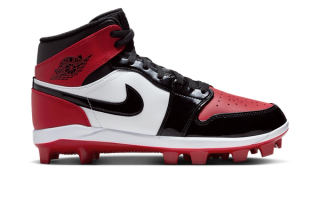 Air Jordan 1 "Bred Toe" MCS Baseball Cleats.
