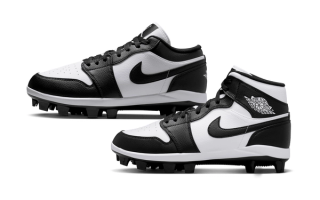 Air Jordan 1 High and Low MCS Baseball cleats in "Black/White" color schemes.