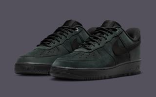 Nike's Air Force 1 Low covered in a "Black Nubuck" material.