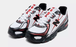 Men's New Balance 740 in white, black, and red, exclusive to JD Sports.