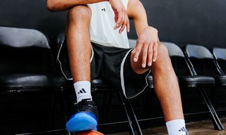 Alijah Arenas Helps Launch the adidas Harden Vol. 10 "Blue Sapphire" basketball shoe.