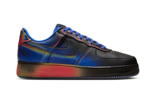Nike Air Force 1 Low "Heat Map" in a "Black/Racer Blue" color scheme.