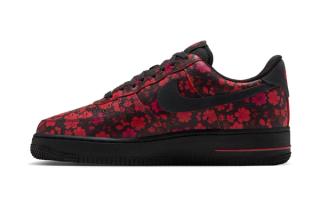 Nike Air Force 1 '07 "Floral" (Red/Black, SKU: N/A). Photo via Hibbet.