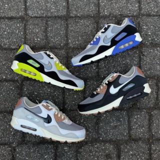 Four pairs from the Nike Air Max 90 "Waves" collaboration by Patta.