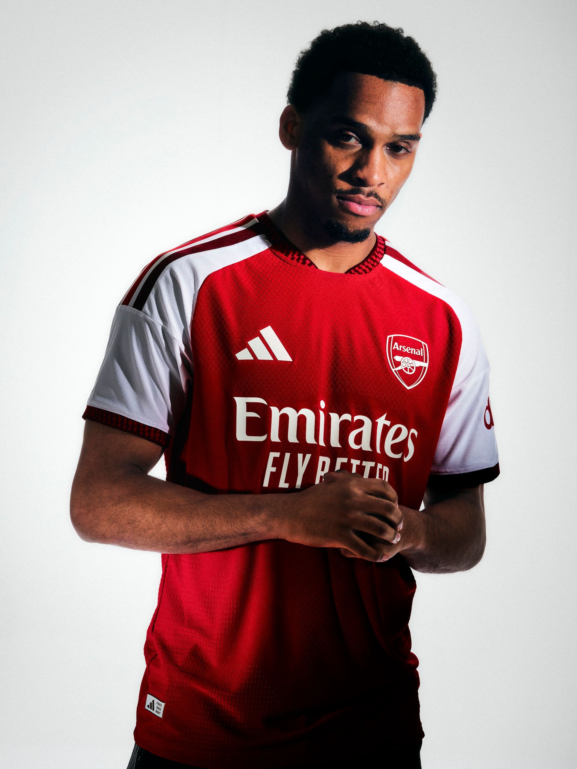 Jurriën Timber for Arsenal 26/27 Home kit by adidas. Photo via adidas.