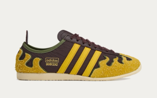 Brain Dead x Adidas Japan Lo collaboration in a brown-and-yellow color scheme.