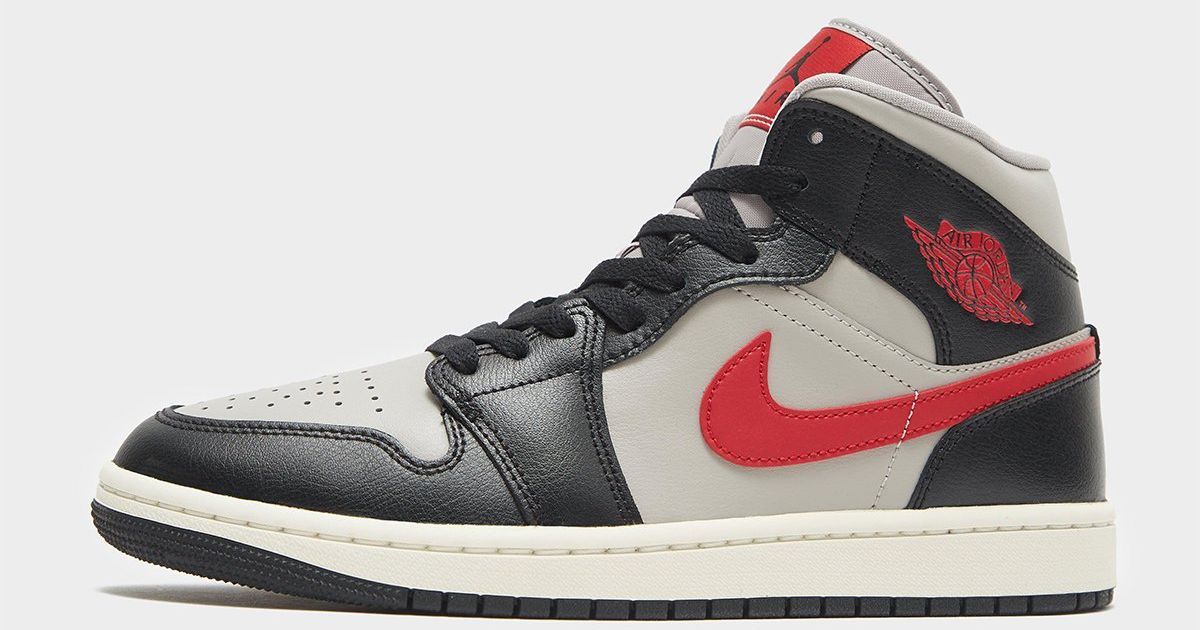 This Black and Red Jordan 1 Mid is Served With Smoke Grey | House of Heat°