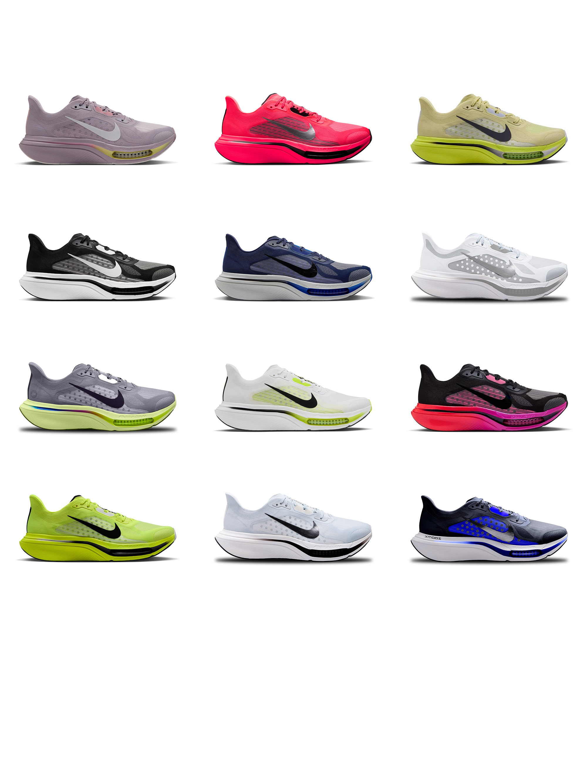 Twelve Men's & Women's Colorways of the Nike Pegasus Plus. Photos via Nike, Athletic Annex, SCHEELS, @the_secret_shoe.