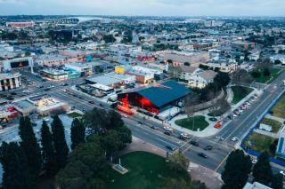 Aerial shot of Jordan Brand's House in Inglewood in celebration of NBA All-Star Weekend 2026.